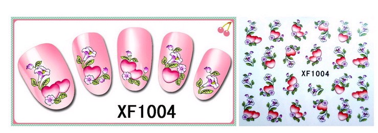 Water Transfer Sticker Hartjes Bloemen