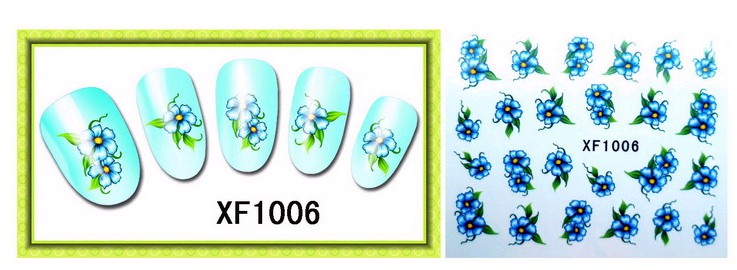 Water Transfer Sticker Blauwe Bloemen