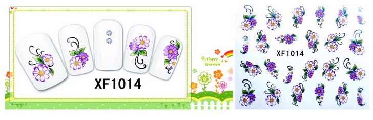 Water Transfer Sticker Paars Witte Bloemen