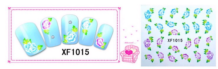 Water Transfer Sticker Blauwe en Roze Bloemen