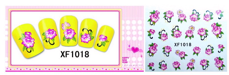 Water Transfer Sticker Fel Roze Bloemen met Vlinder