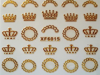 3D Nagelstickers Goud Kronen en Kransen