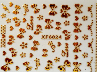 3D Nagelstickers Goud Strikken en Bloemen