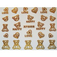 3D Nagelstickers Goud Love and Happy