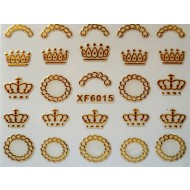 3D Nagelstickers Goud Kronen en Kransen